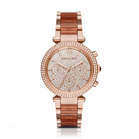 michael kors parker pavé rose gold-tone and burgundy acetate watch|parker rose gold tone watch.